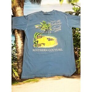 Southern Couture Unisex Blue Graphic Tee "Saltwater in My Soul" Size Medium Top